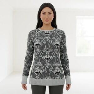 ATHLETIC ESSENTIALS Women’s Gray Black Print Yoga Athletic L/S Top R $79